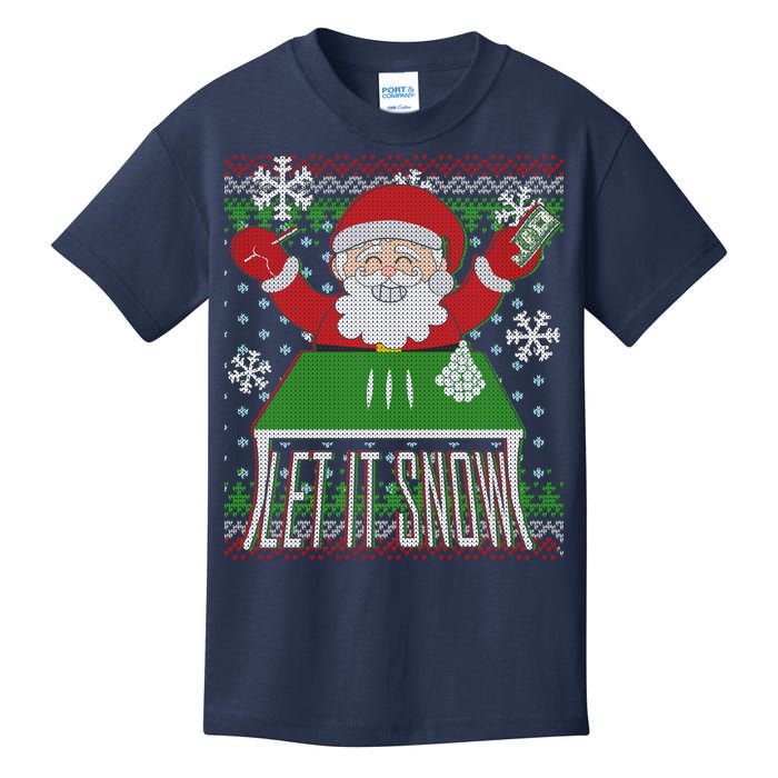 Funny X-Mas Let It Snow Santa Ugly Christmas Sweater Kids T-Shirt