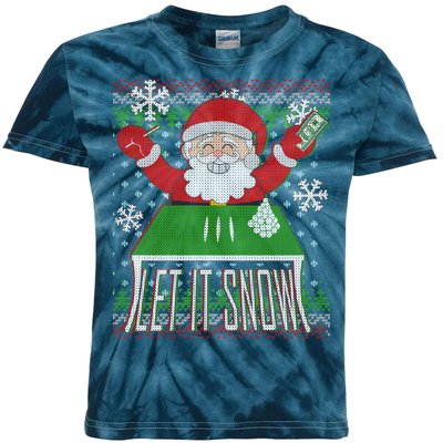 Funny X-Mas Let It Snow Santa Ugly Christmas Sweater Kids Tie-Dye T-Shirt