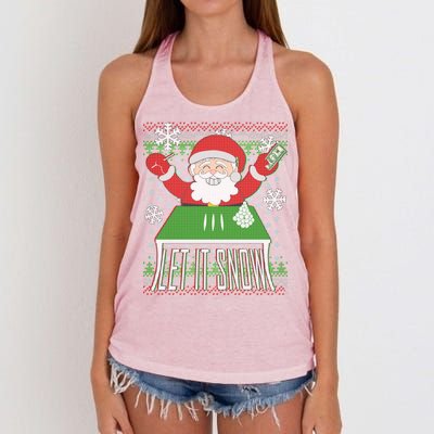 Funny X-Mas Let It Snow Santa Ugly Christmas Sweater Women's Knotted Racerback Tank