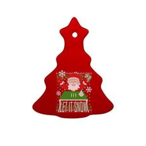 Funny X-Mas Let It Snow Santa Ugly Christmas Sweater Ceramic Tree Ornament