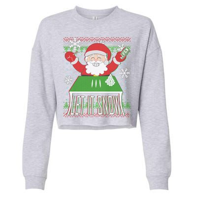 Funny X-Mas Let It Snow Santa Ugly Christmas Sweater Cropped Pullover Crew