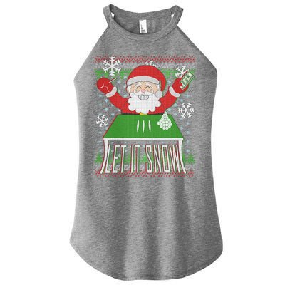 Funny X-Mas Let It Snow Santa Ugly Christmas Sweater Women’s Perfect Tri Rocker Tank