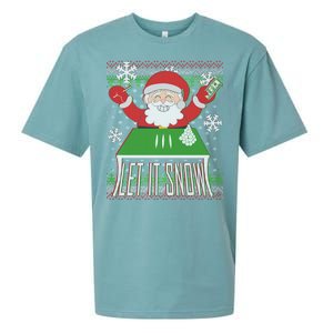 Funny X-Mas Let It Snow Santa Ugly Christmas Sweater Sueded Cloud Jersey T-Shirt