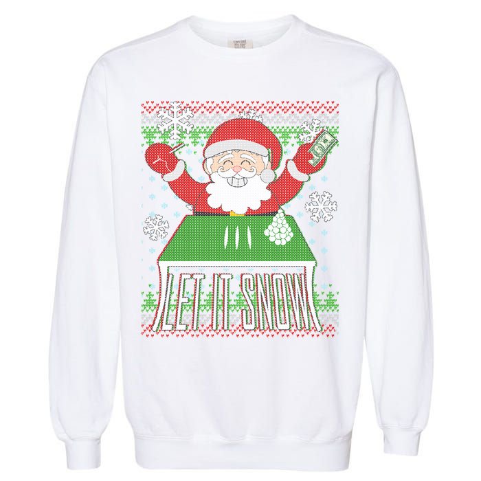 Funny X-Mas Let It Snow Santa Ugly Christmas Sweater Garment-Dyed Sweatshirt