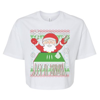 Funny X-Mas Let It Snow Santa Ugly Christmas Sweater Bella+Canvas Jersey Crop Tee