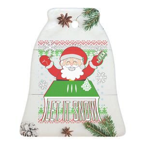 Funny X-Mas Let It Snow Santa Ugly Christmas Sweater Ceramic Bell Ornament