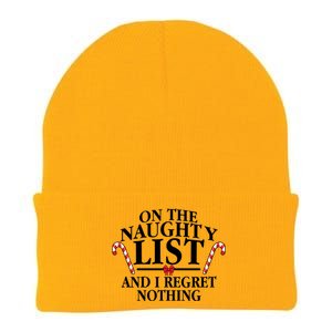 Funny X-Mas On the Naughty List I Regret Nothing Knit Cap Winter Beanie