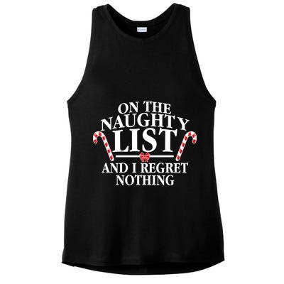 Funny X-Mas On the Naughty List I Regret Nothing Ladies PosiCharge Tri-Blend Wicking Tank