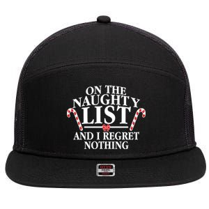 Funny X-Mas On the Naughty List I Regret Nothing 7 Panel Mesh Trucker Snapback Hat