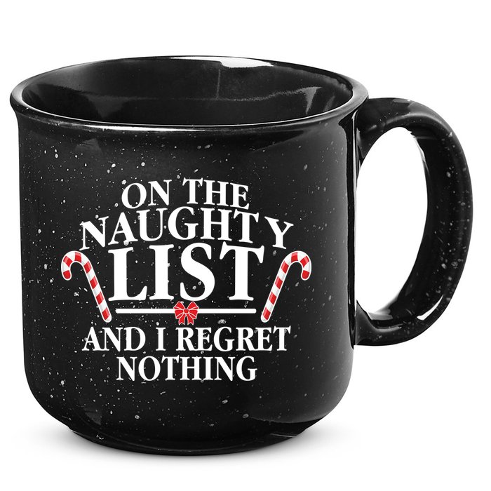 Funny X-Mas On the Naughty List I Regret Nothing 15oz Campfire Ceramic Mug