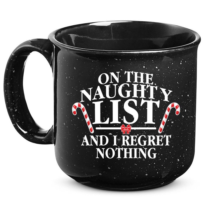Funny X-Mas On the Naughty List I Regret Nothing 15oz Campfire Ceramic Mug