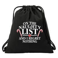 Funny X-Mas On the Naughty List I Regret Nothing Drawstring Bag
