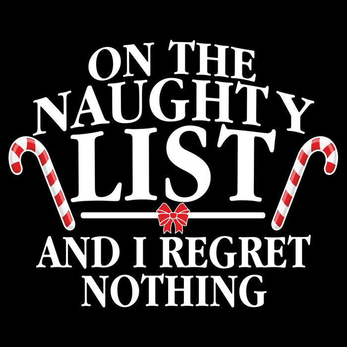Funny X-Mas On the Naughty List I Regret Nothing Drawstring Bag