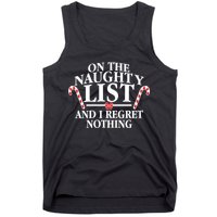Funny X-Mas On the Naughty List I Regret Nothing Tank Top