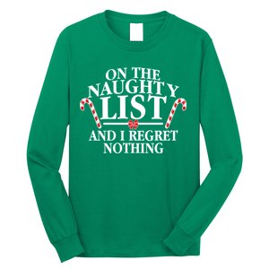 Funny X-Mas On the Naughty List I Regret Nothing Long Sleeve Shirt