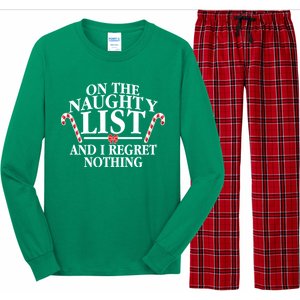 Funny X-Mas On the Naughty List I Regret Nothing Long Sleeve Pajama Set