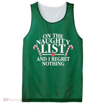 Funny X-Mas On the Naughty List I Regret Nothing Mesh Reversible Basketball Jersey Tank