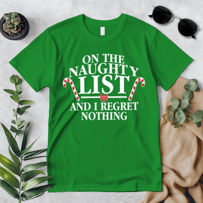 Funny X-Mas On the Naughty List I Regret Nothing Premium T-Shirt