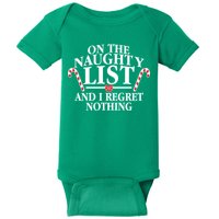 Funny X-Mas On the Naughty List I Regret Nothing Baby Bodysuit