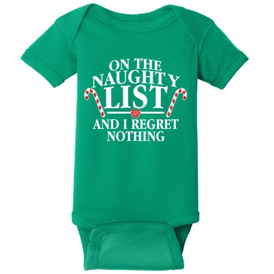 Funny X-Mas On the Naughty List I Regret Nothing Baby Bodysuit