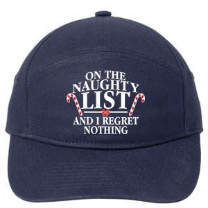 Funny X-Mas On the Naughty List I Regret Nothing 7-Panel Snapback Hat