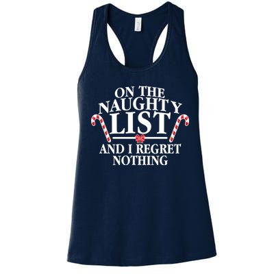 Funny X-Mas On the Naughty List I Regret Nothing Women's Racerback Tank