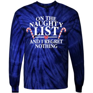 Funny X-Mas On the Naughty List I Regret Nothing Tie-Dye Long Sleeve Shirt