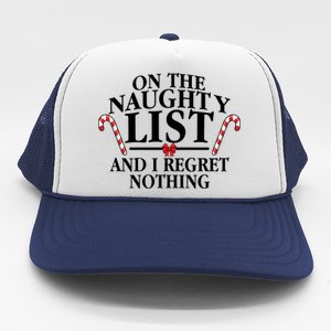 Funny X-Mas On the Naughty List I Regret Nothing Trucker Hat