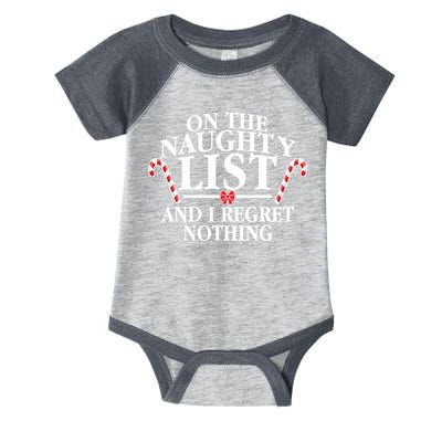Funny X-Mas On the Naughty List I Regret Nothing Infant Baby Jersey Bodysuit