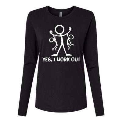 Funny Yes I Work Out Parents and Kids Womens Cotton Relaxed Long Sleeve T-Shirt