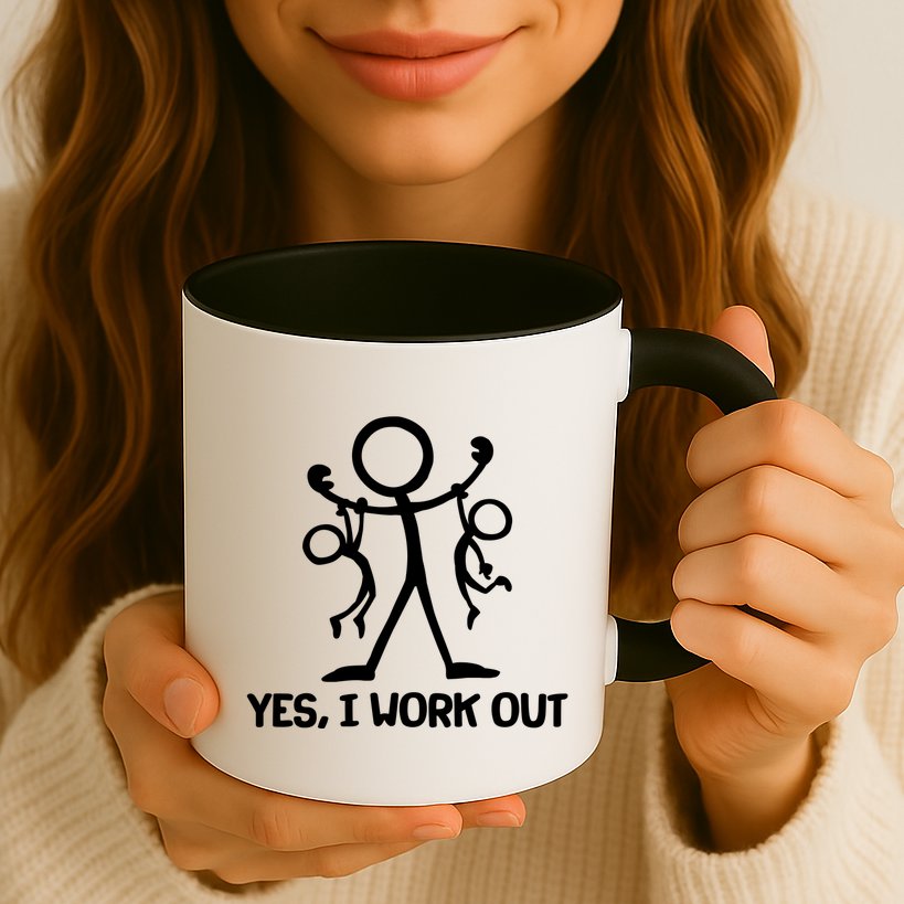 Funny Yes I Work Out Parents and Kids Mug