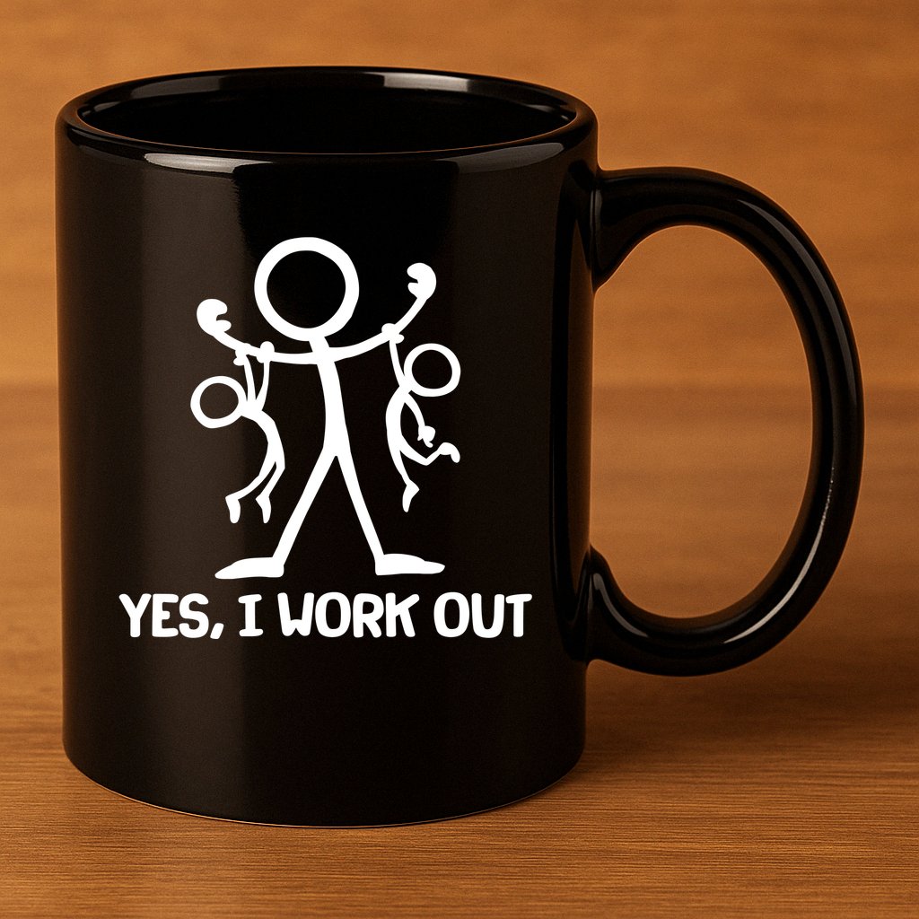 Funny Yes I Work Out Parents and Kids 11oz C Handle Ceramic Mug