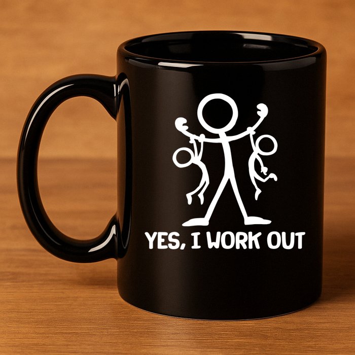 Funny Yes I Work Out Parents and Kids 11oz C Handle Ceramic Mug