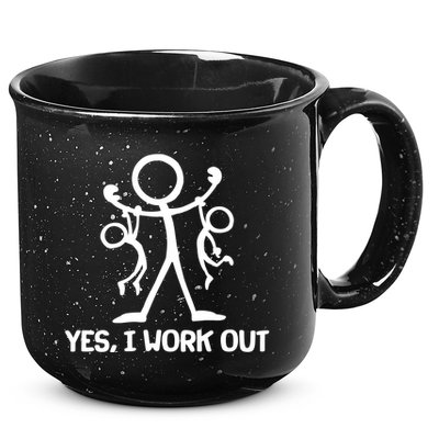 Funny Yes I Work Out Parents and Kids 15oz Campfire Ceramic Mug
