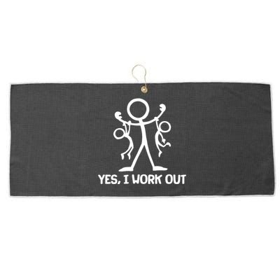 Funny Yes I Work Out Parents and Kids Large Microfiber Waffle Golf Towel