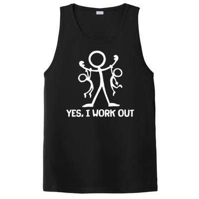 Funny Yes I Work Out Parents and Kids PosiCharge Competitor Tank