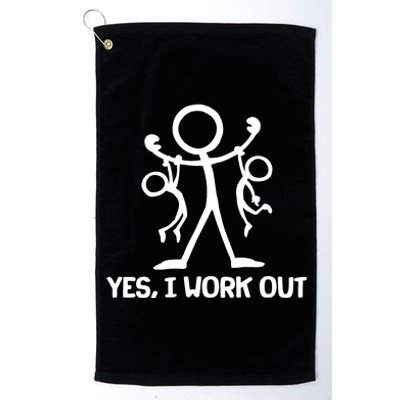 Funny Yes I Work Out Parents and Kids Platinum Collection Golf Towel