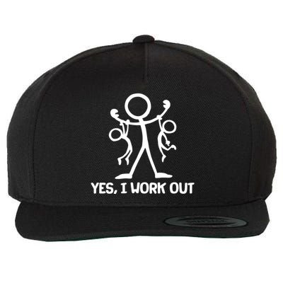 Funny Yes I Work Out Parents and Kids Wool Snapback Cap