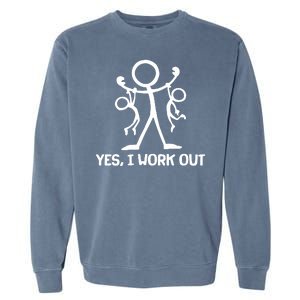 Funny Yes I Work Out Parents and Kids Garment-Dyed Sweatshirt