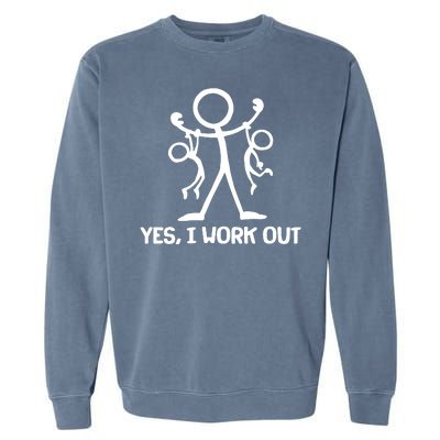 Funny Yes I Work Out Parents and Kids Garment-Dyed Sweatshirt