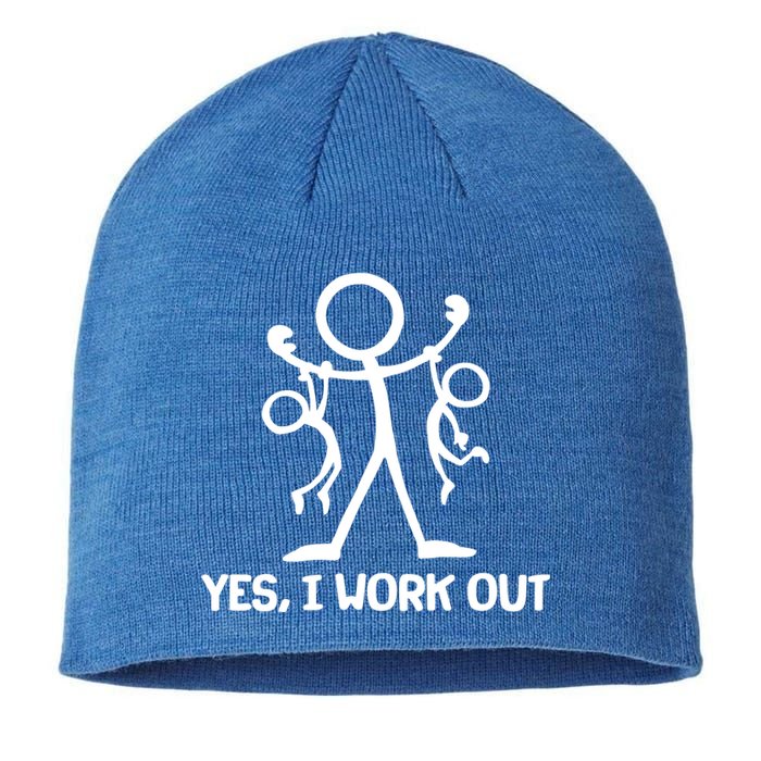 Funny Yes I Work Out Parents and Kids Sustainable Beanie