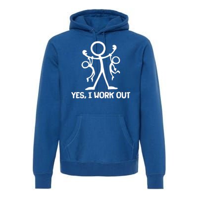 Funny Yes I Work Out Parents and Kids Premium Hoodie