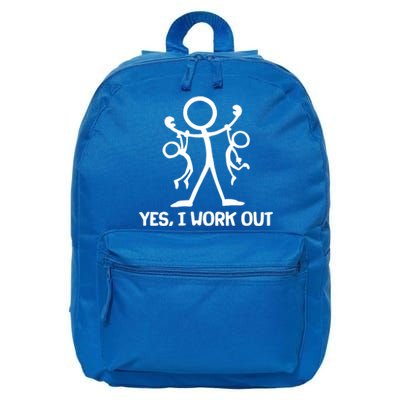 Funny Yes I Work Out Parents and Kids 16 in Basic Backpack