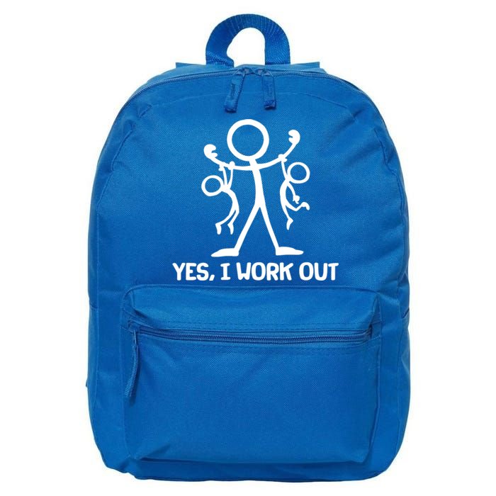 Funny Yes I Work Out Parents and Kids 16 in Basic Backpack