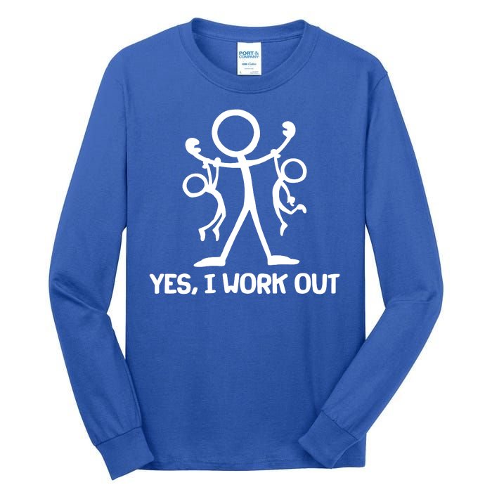 Funny Yes I Work Out Parents and Kids Tall Long Sleeve T-Shirt