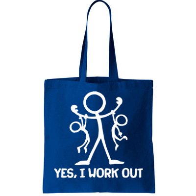 Funny Yes I Work Out Parents and Kids Tote Bag