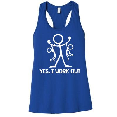 Funny Yes I Work Out Parents and Kids Women's Racerback Tank