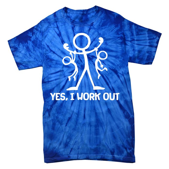 Funny Yes I Work Out Parents and Kids Tie-Dye T-Shirt