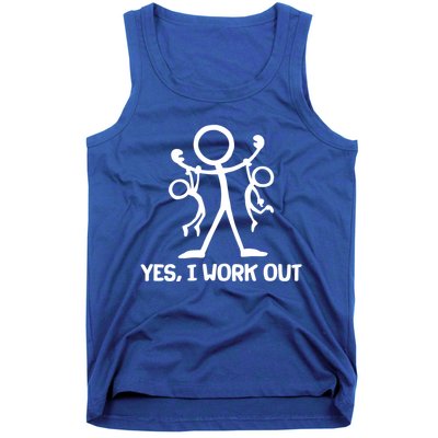 Funny Yes I Work Out Parents and Kids Tank Top