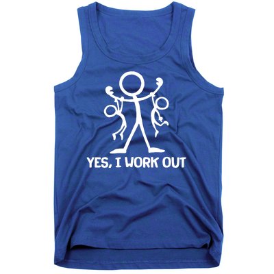 Funny Yes I Work Out Parents and Kids Tank Top